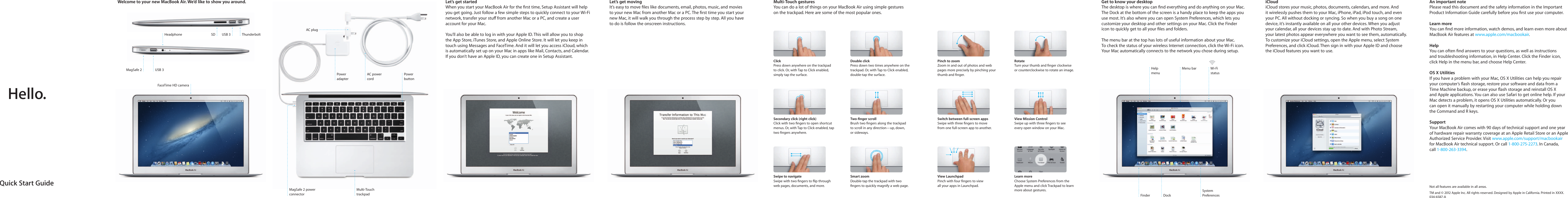 Page 1 of 2 - Apple MacBook Air (13-inch, Mid 2013) Quick Start Guide User Manual Mac Book - Air-13-inch-mid-2013