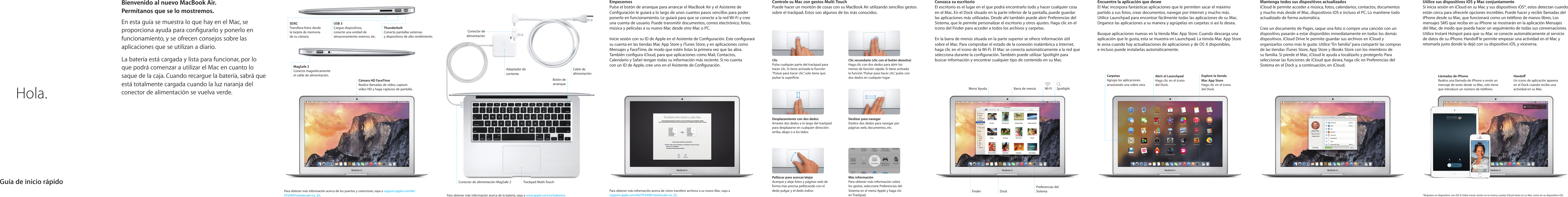Page 1 of 2 - Apple MacBook Air (13 Pulgadas, Principios De 2014) Quick Start Guide User Manual Mac Book - Guía Inicio Rápido Mb Air-13-inch-early2014 Qs Y