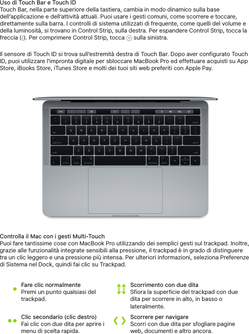 Page 5 of 6 - Apple MacBook Pro (13-inch, 2017, Four Thunderbolt 3 Ports) User Manual Mac Book (13 Pollici, Quattro Porte 3) - Guida Rapida 13 Mid2017 4t3 Qsg T