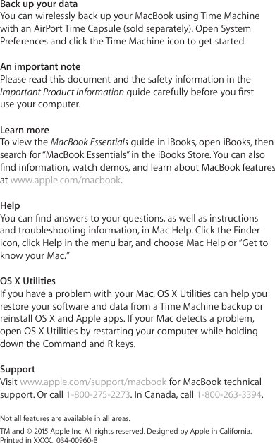 Page 6 of 6 - Apple MacBook (Retina, 12-inch, Early 2016) Quick Start Guide User Manual Mac Book - Retina 12 Inch Early2016 Qs
