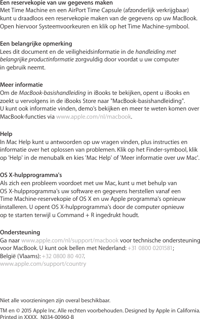 Page 6 of 6 - Apple MacBook(Retina,12-inch,begin2016) MacBook Beknopte Handleiding User Manual Mac Book(Retina,12-inch,begin2016)-Beknoptehandleiding Retina 12 Inch Early2016 Qs-n