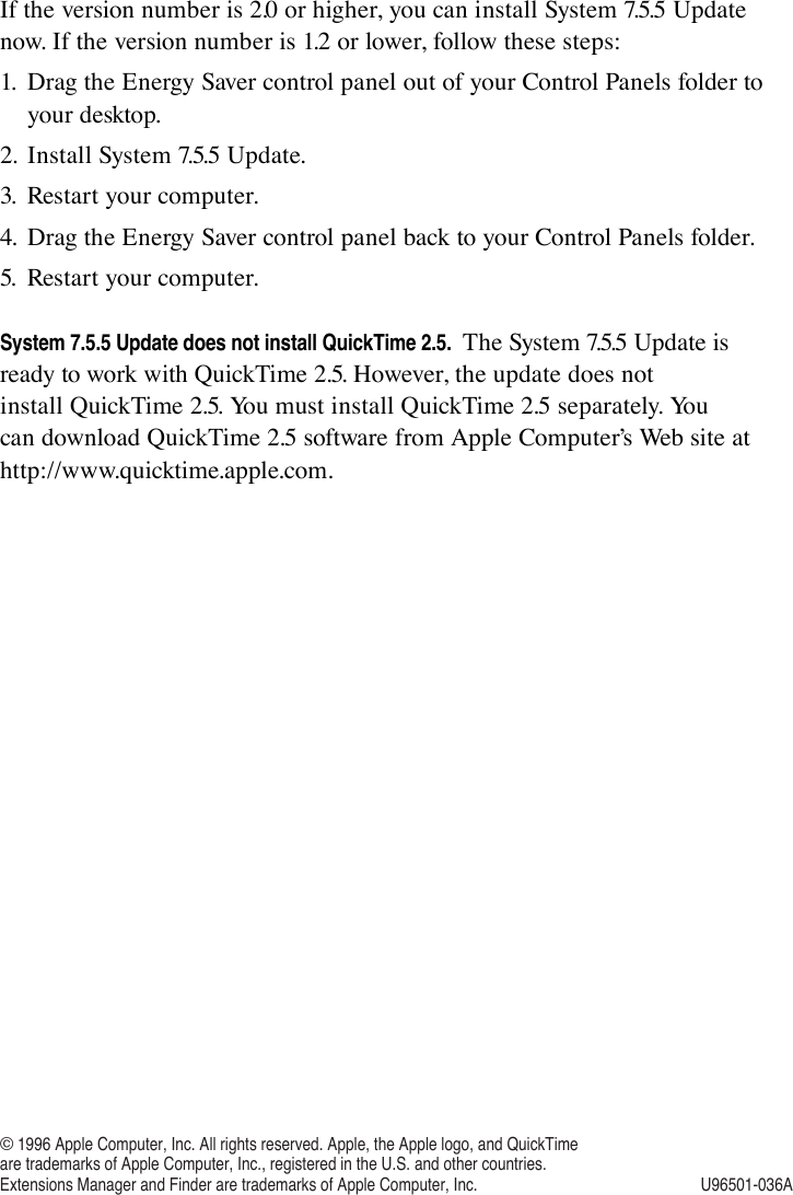 Page 2 of 2 - Apple Mac OS U96501036AMMOS7.5.5UD User Manual System 7.5.5 Update - Tips For Installation