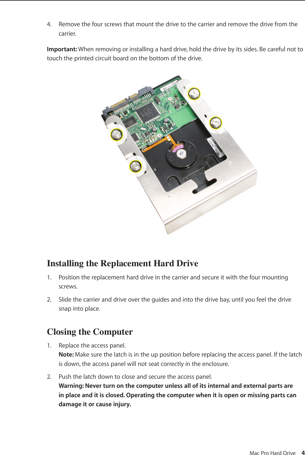 Page 4 of 5 - Apple MacPro Mac Pro Hard Drive DIY Replacement Instructions User Manual DIYReplacement