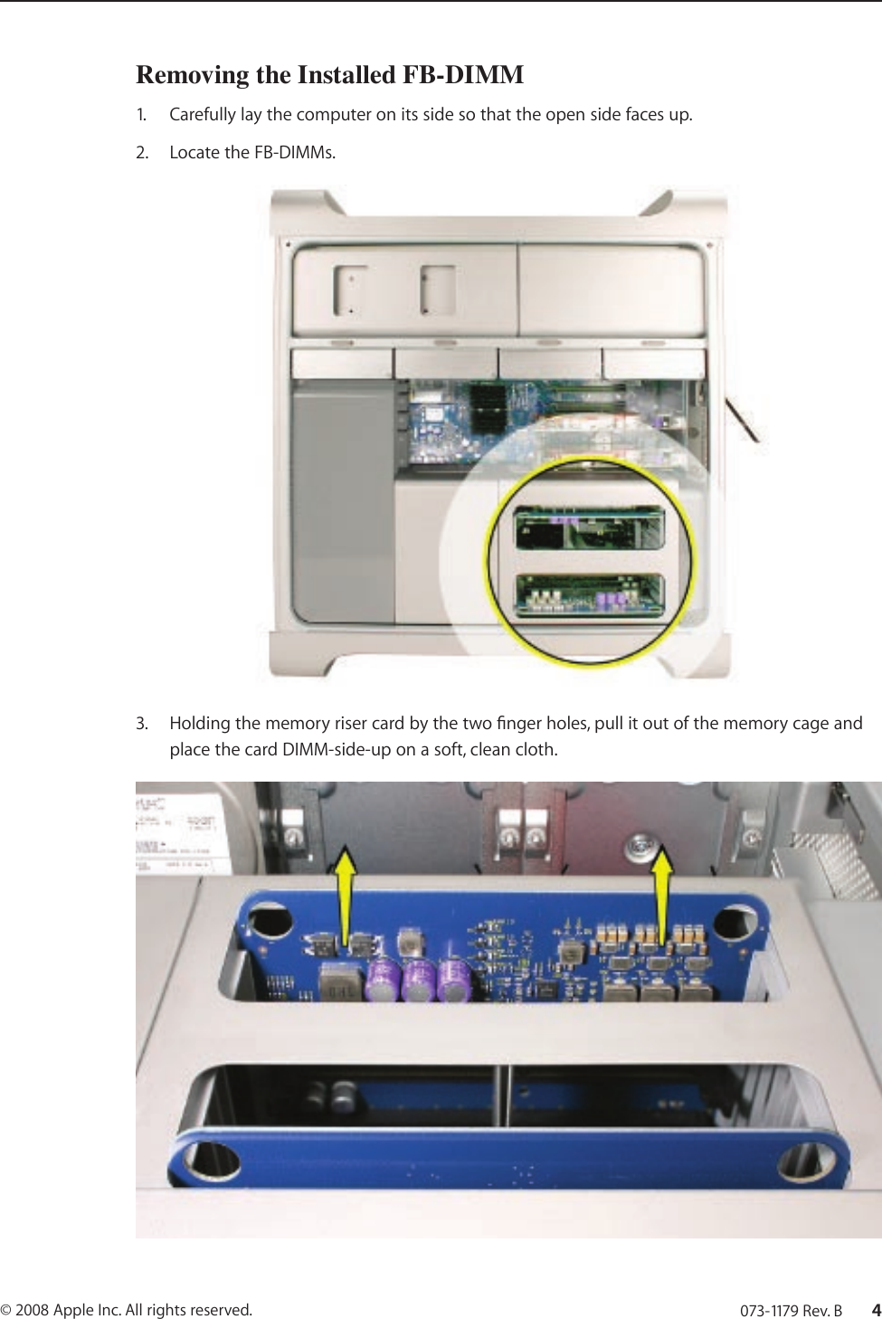 Page 4 of 6 - Apple MacPro(Early2008) Mac Pro (Early 2008) Memory (FB-DIMM) DIY Replacement Instructions User Manual Pro(Early2008)Memory(FB-DIMM)DIYReplacement Early2008 DIMM