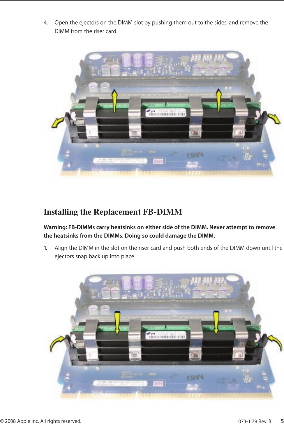 Page 5 of 6 - Apple MacPro(Early2008) Mac Pro (Early 2008) Memory (FB-DIMM) DIY Replacement Instructions User Manual Pro(Early2008)Memory(FB-DIMM)DIYReplacement Early2008 DIMM