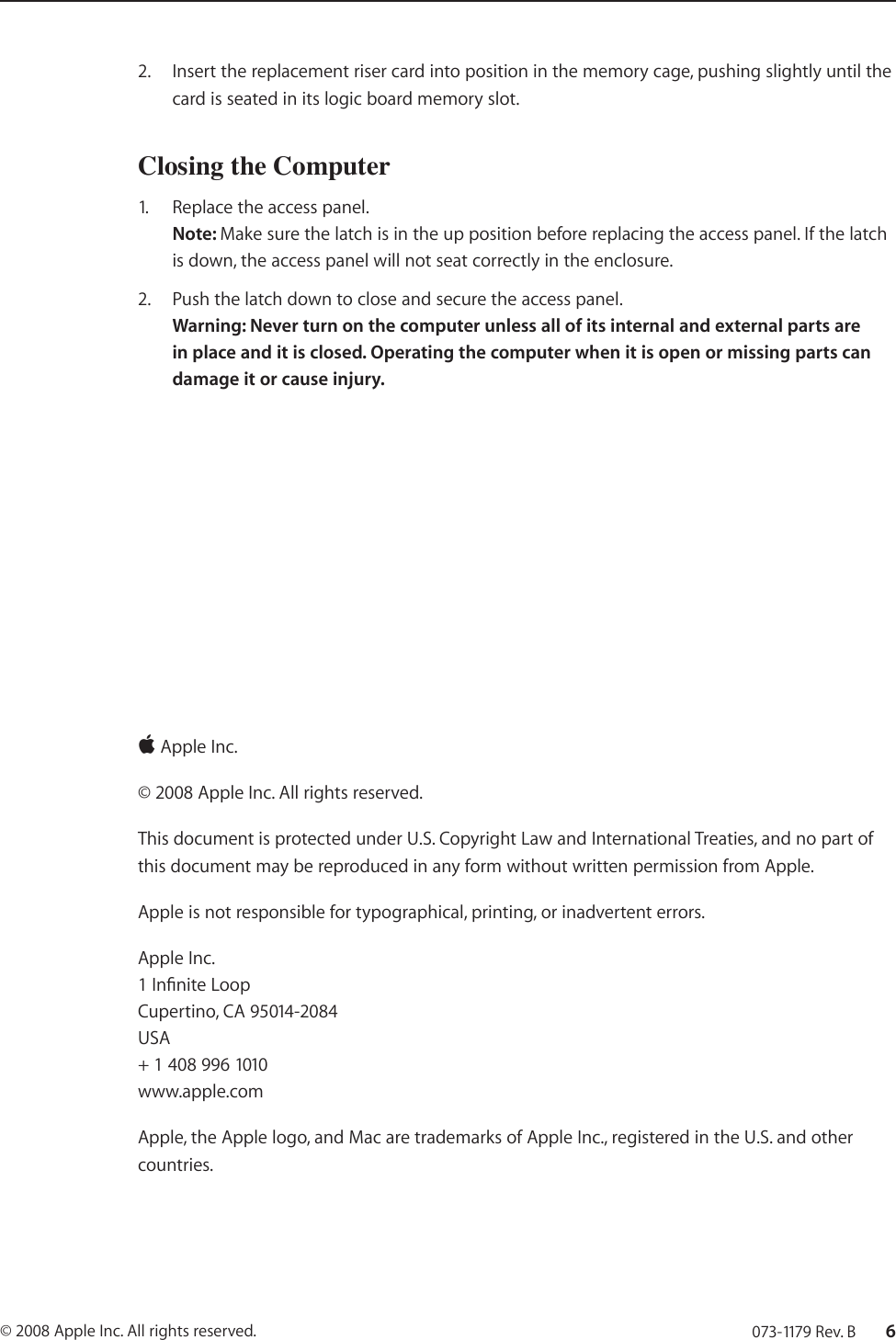 Page 6 of 6 - Apple MacPro(Early2008) Mac Pro (Early 2008) Memory (FB-DIMM) DIY Replacement Instructions User Manual Pro(Early2008)Memory(FB-DIMM)DIYReplacement Early2008 DIMM