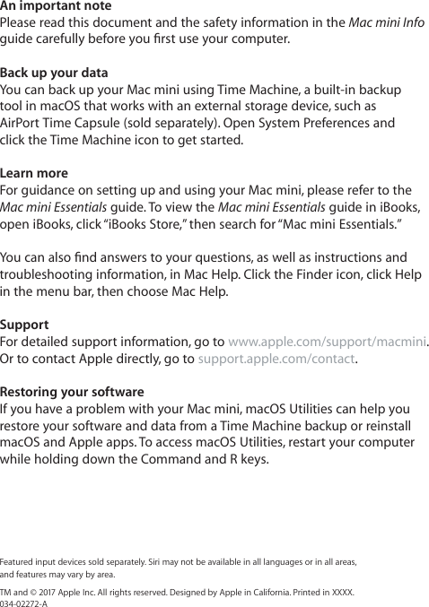 Page 6 of 6 - Apple Macmini(Late2014) Mac Mini Quick Start Guide User Manual Macmini(Late2014)-Quick Mac-mini-late2014-qs