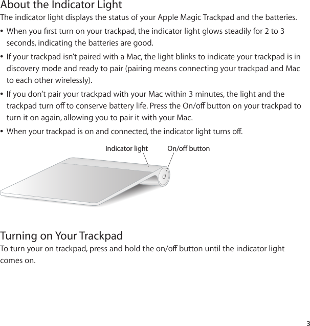 Page 3 of 12 - Apple Magic Trackpad User Manual UG