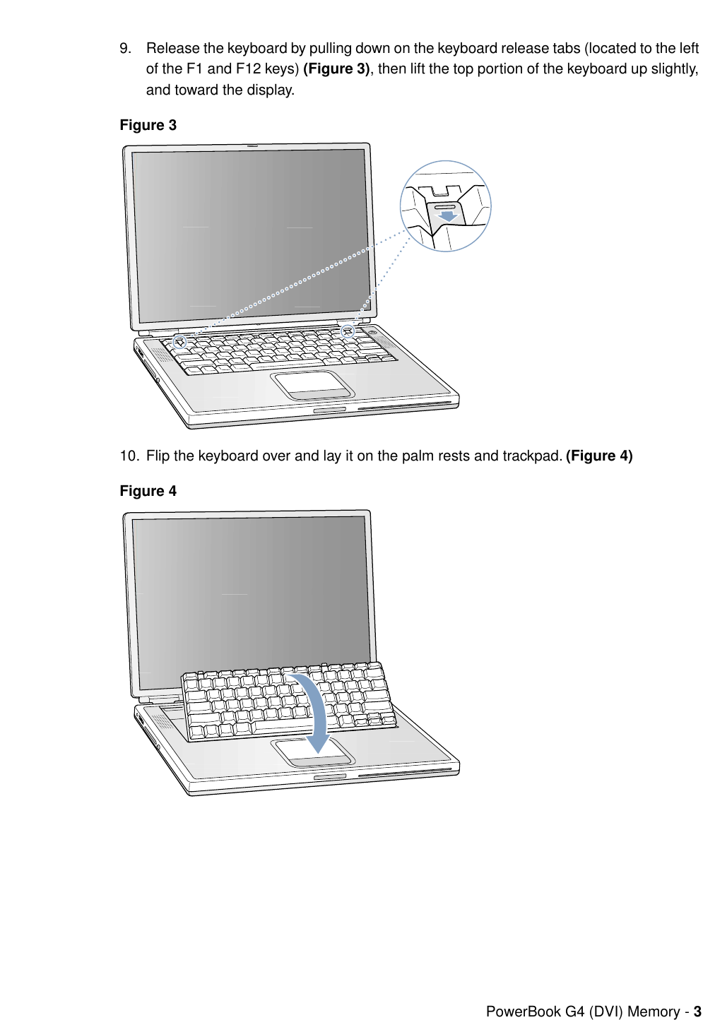 Page 3 of 7 - Apple PowerBook G4 (DVI) User Manual Power Book And (1GHz/867MHz) - Memory Card Replacement Instructions Pbg4dvi-mem-cip