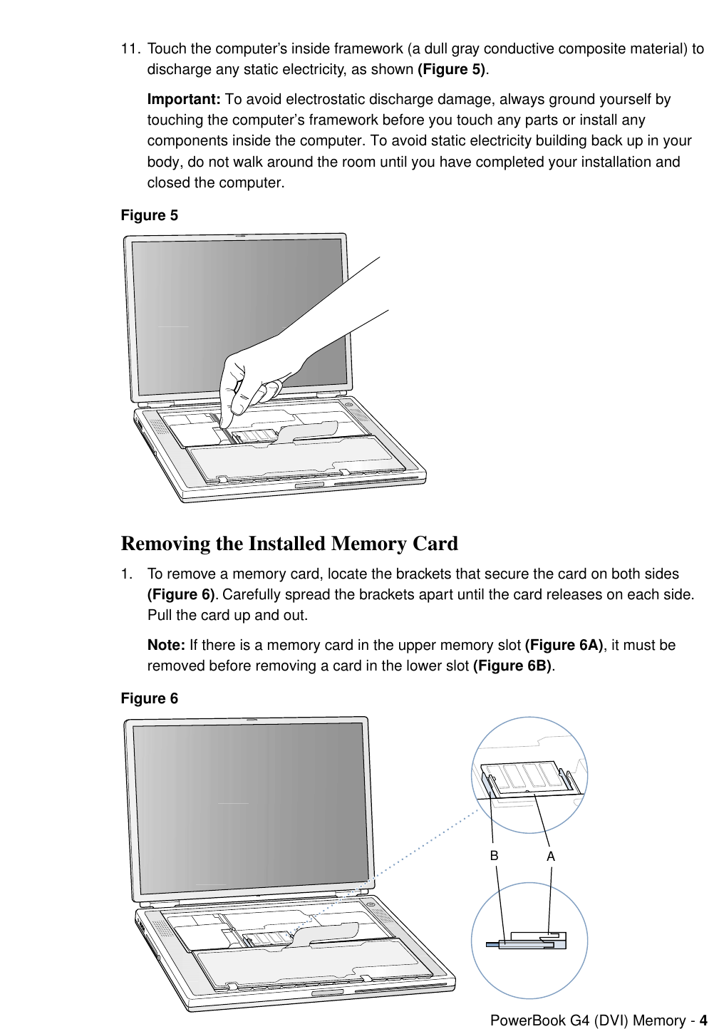Page 4 of 7 - Apple PowerBook G4 (DVI) User Manual Power Book And (1GHz/867MHz) - Memory Card Replacement Instructions Pbg4dvi-mem-cip