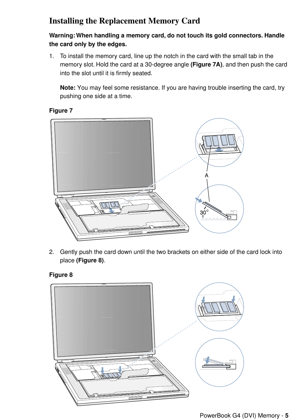 Page 5 of 7 - Apple PowerBook G4 (DVI) User Manual Power Book And (1GHz/867MHz) - Memory Card Replacement Instructions Pbg4dvi-mem-cip