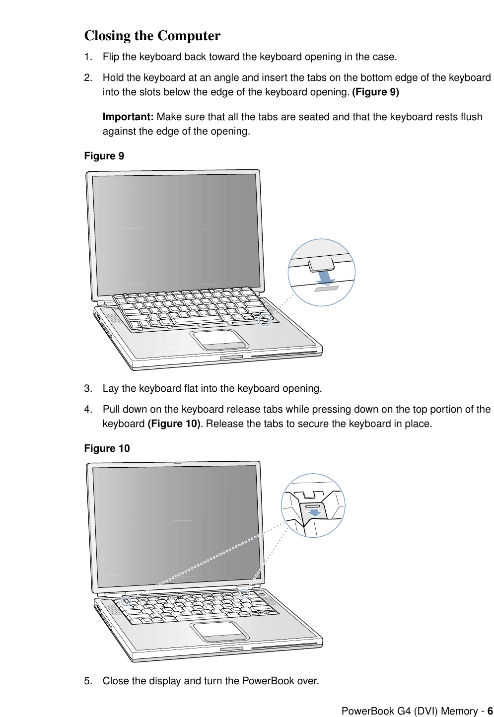 Page 6 of 7 - Apple PowerBook G4 (DVI) User Manual Power Book And (1GHz/867MHz) - Memory Card Replacement Instructions Pbg4dvi-mem-cip