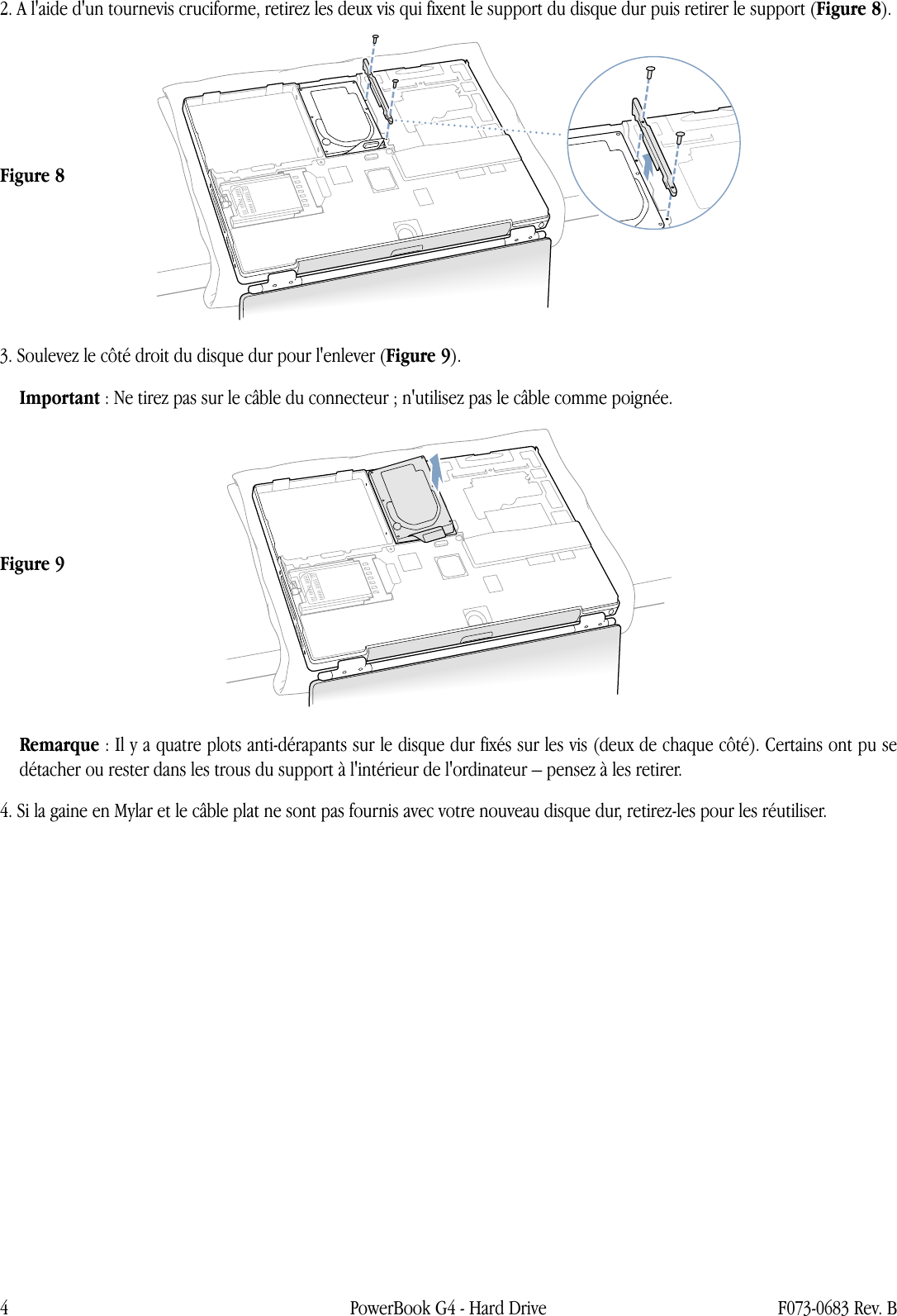 Page 4 of 8 - Apple PowerBook G4 (DVI) Hard Drive User Manual Power Book G4 (DVI, 1GHz/867MHz) - Disque Dur Instructions De Remplacement Pbg4dvi-hd-cip