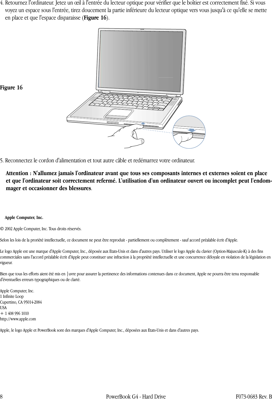 Page 8 of 8 - Apple PowerBook G4 (DVI) Hard Drive User Manual Power Book G4 (DVI, 1GHz/867MHz) - Disque Dur Instructions De Remplacement Pbg4dvi-hd-cip