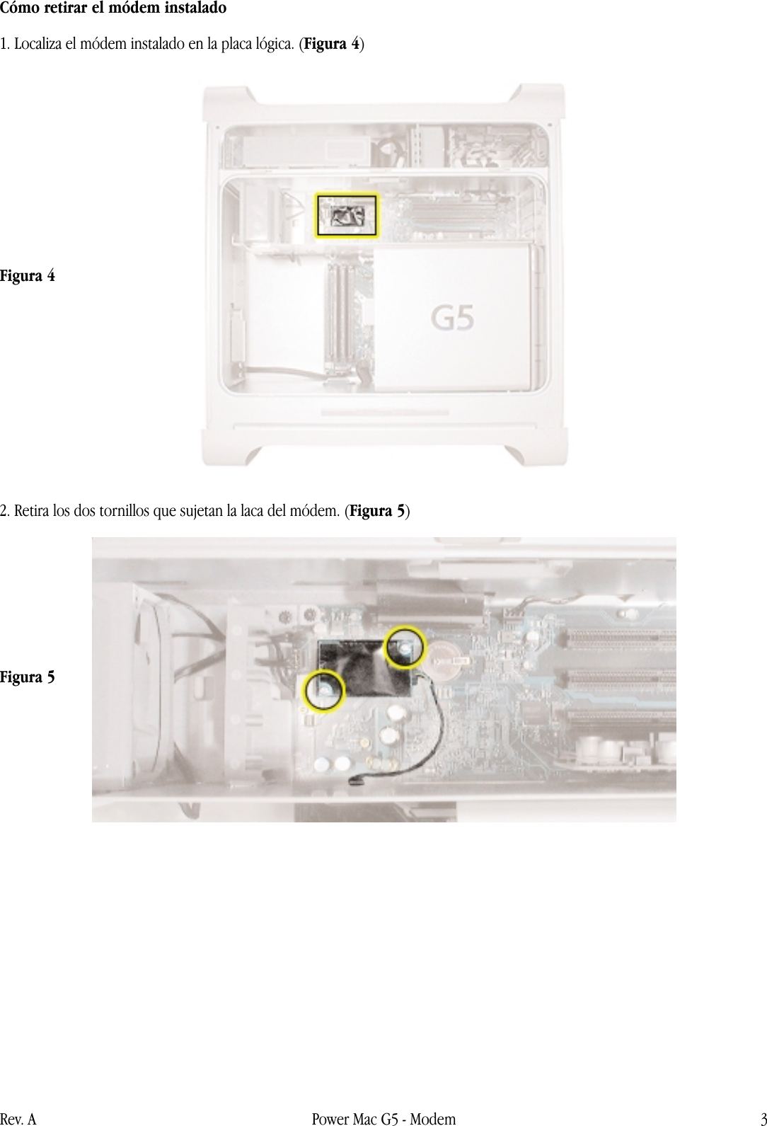 Page 3 of 5 - Apple Power Mac G5 (Late 2004) Modem (DIY) User Manual (es De - Módem Instrucciones Sustitución Soft