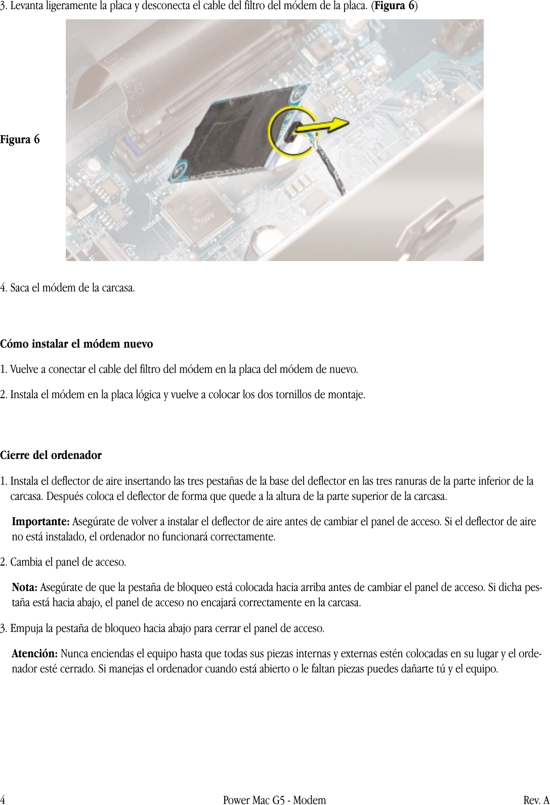 Page 4 of 5 - Apple Power Mac G5 (Late 2004) Modem (DIY) User Manual (es De - Módem Instrucciones Sustitución Soft