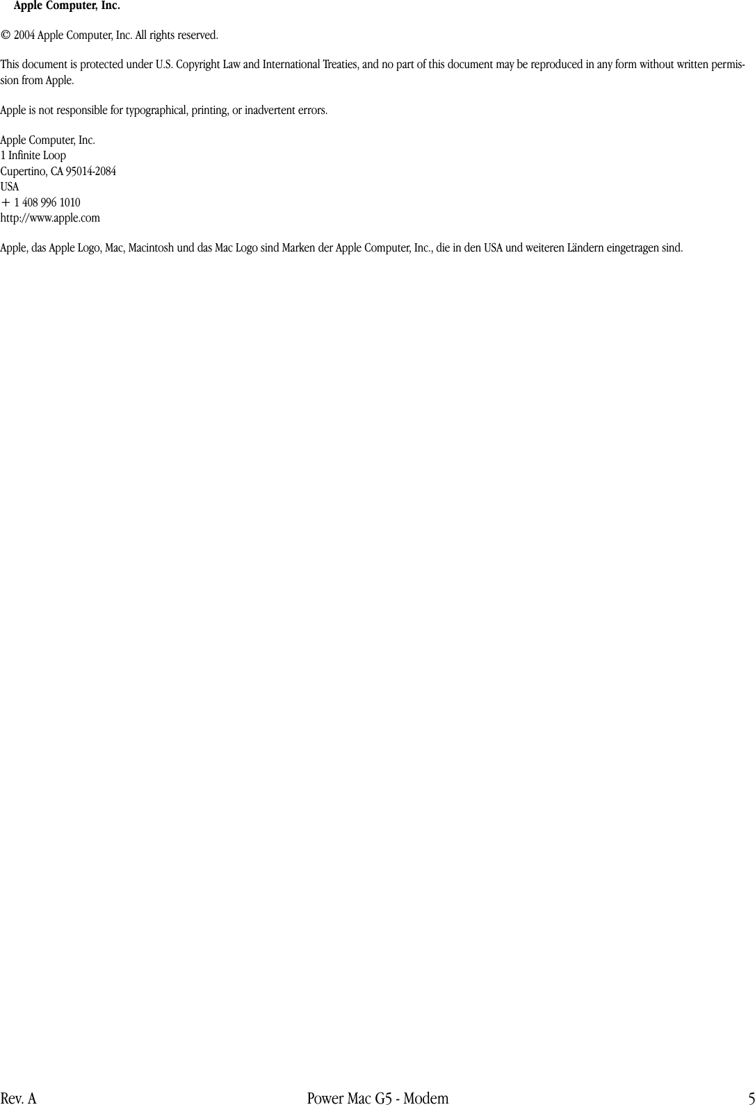 Page 5 of 5 - Apple Power Mac G5 (Late 2004) Modem (DIY) User Manual (Ende - Anweisungen Zum Austauschen Soft