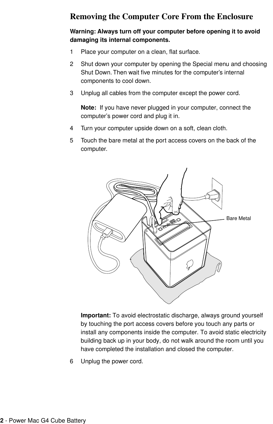 Page 2 of 6 - Apple PowerMacG4(Cube) User Manual Power Mac G4Cube-Battery Replacement Instructions Battery.cube
