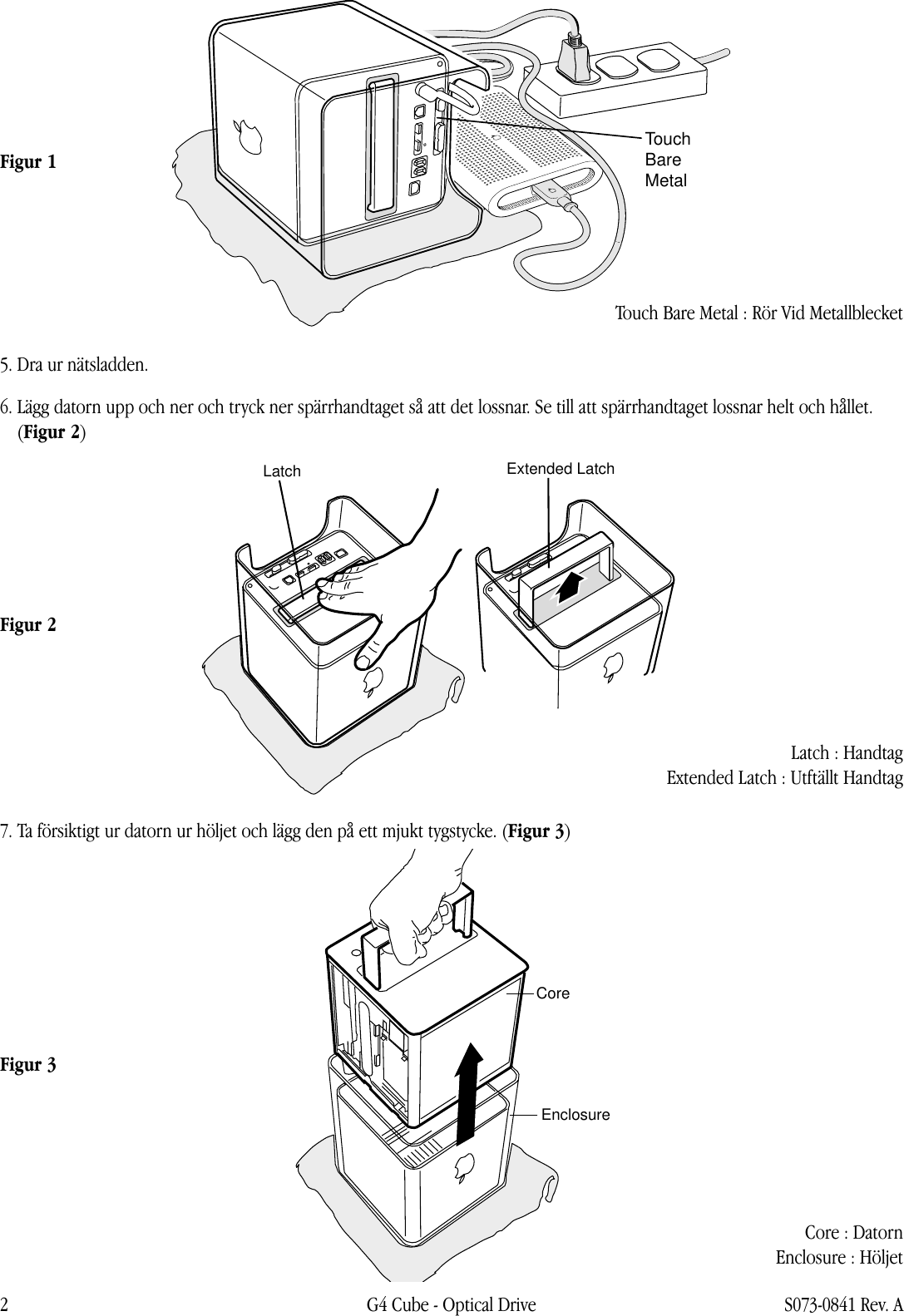 Page 2 of 12 - Apple Power Mac G4 (Cube) Optical Drive User Manual - Optisk Enhet Instruktioner För Byte 073-0841-a
