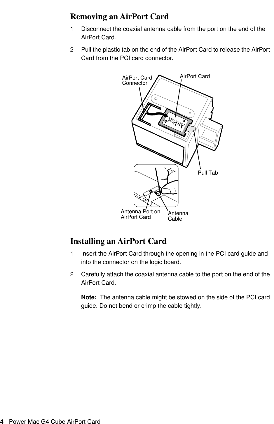 Page 4 of 6 - Apple PowerMacG4(Cube) User Manual Power Mac G4Cube-Air Port Card Replacement Instructions Airport.cube