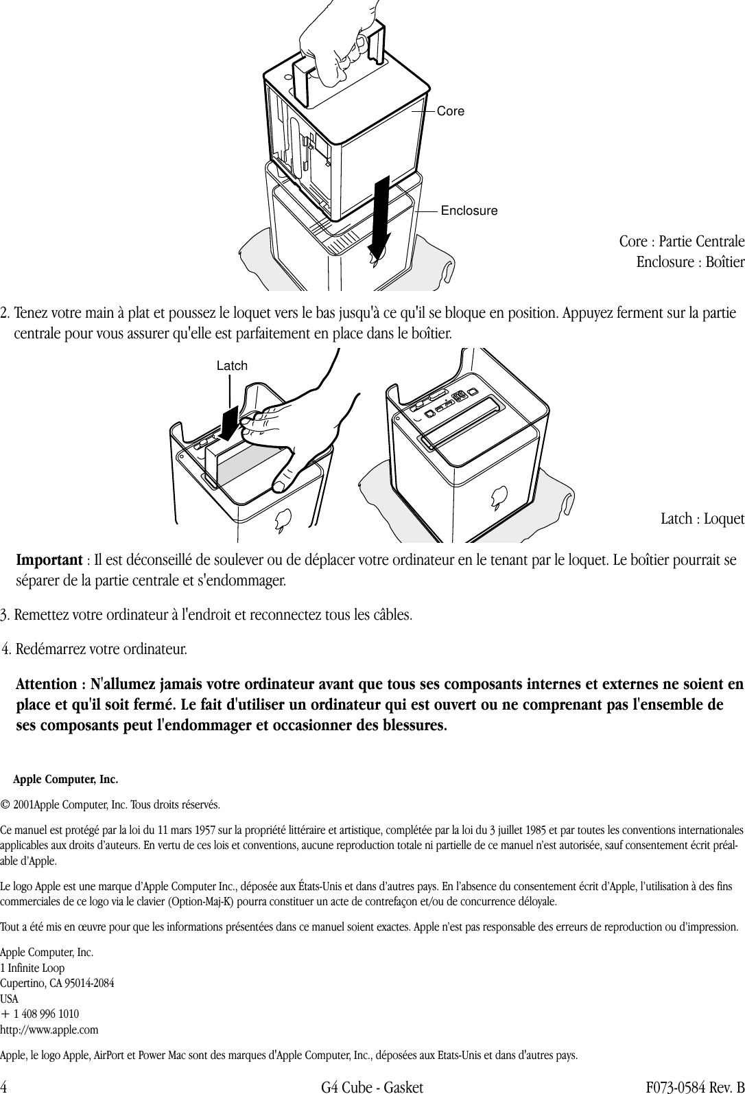 Page 4 of 4 - Apple Power Mac G4(Cube) Gasket User Manual Power Mac G4(Cube)-Garnituredu Boutond\'Alimentation-Instructionsde Remplacement Gasket.cube