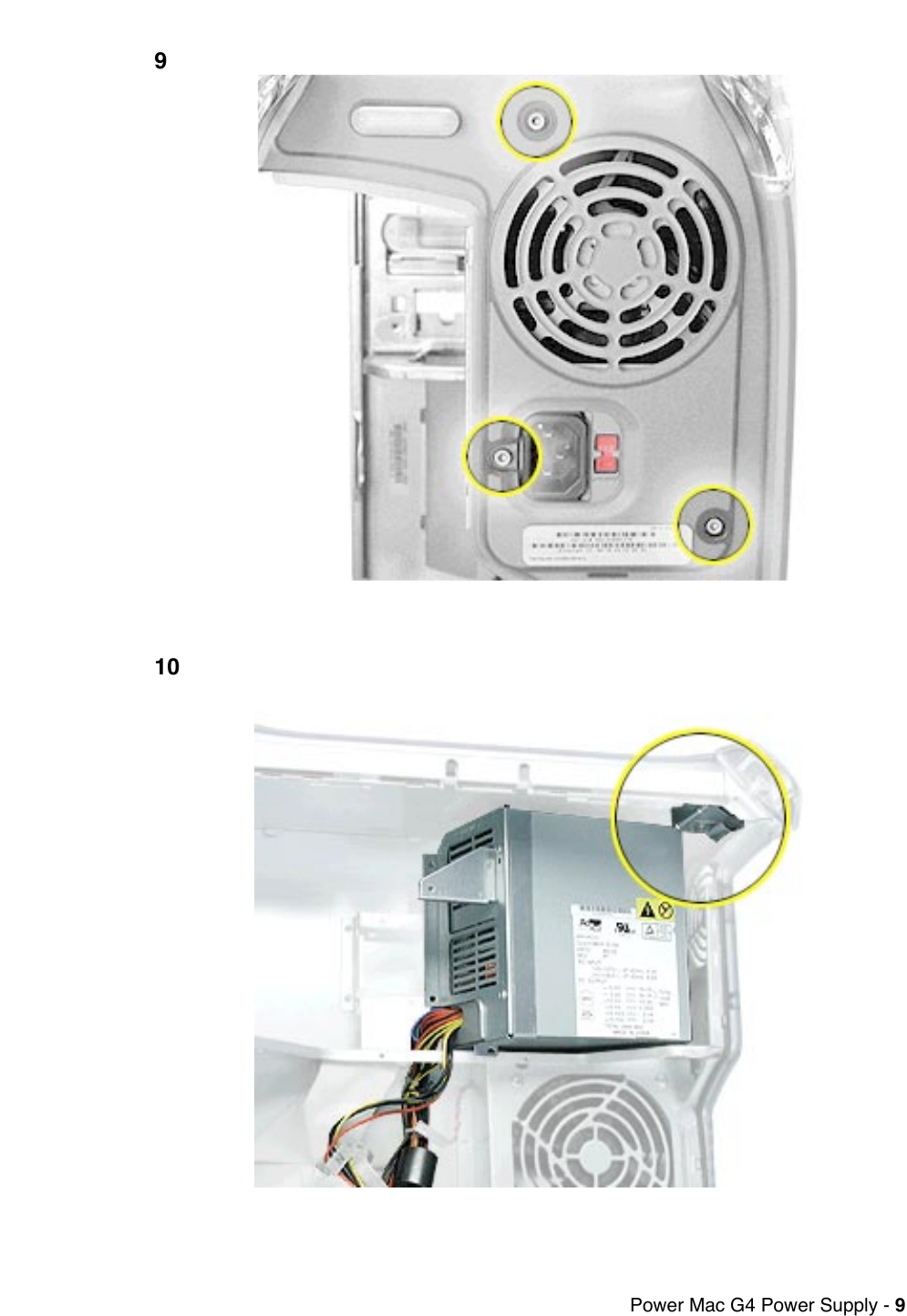 Page 9 of 11 - Apple PowerMacG4(QuickSilver) User Manual Power Mac G4and Macintosh Server G4-Power Supply-Replacement Instructions G4qd-powersupply