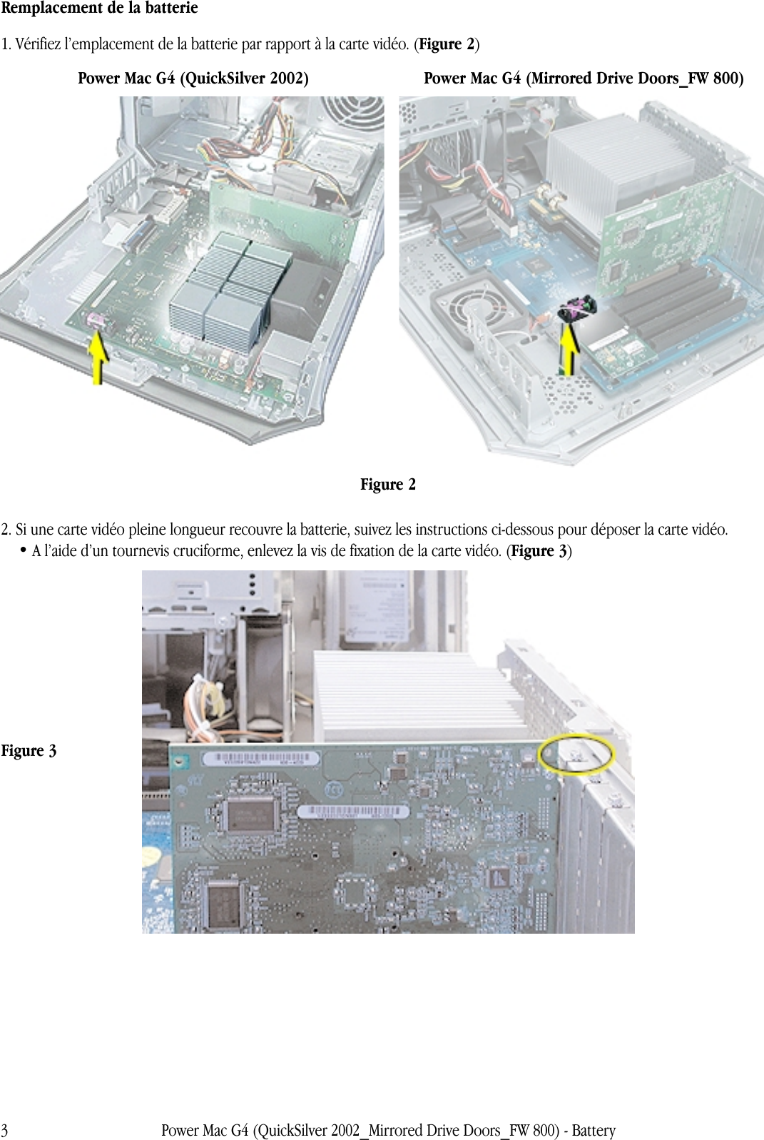 Page 3 of 5 - Apple Power Mac G4(portesdelecteurmiroirs) Battery User Manual Power Mac G4(Quick Silver2002,portesdelecteurmiroirs,Fire Wire800)-Batterie-Instructionsderemplacement G4mdd-fw800-battery