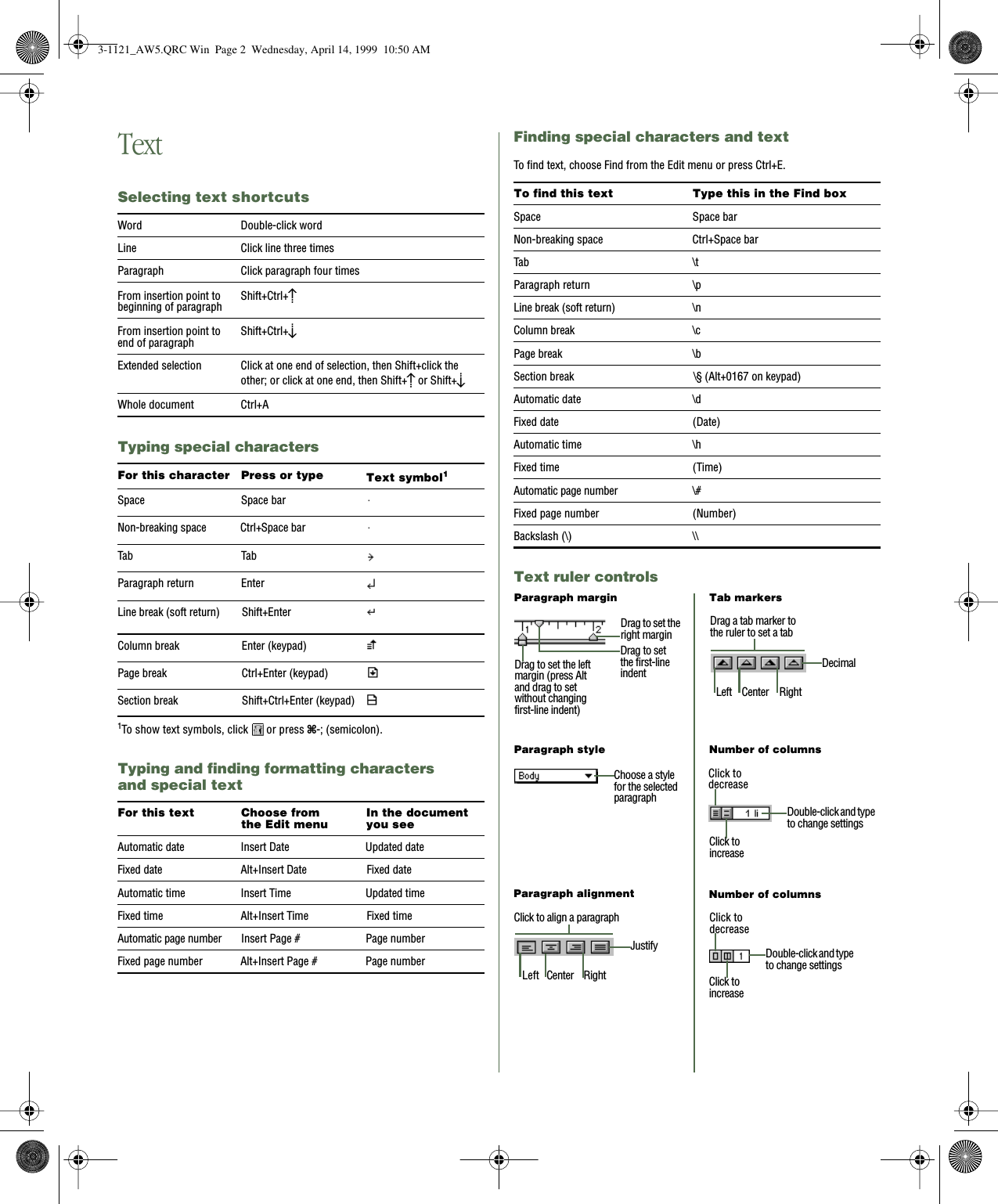 Page 2 of 4 - Apple Productivity Software AppleWorks 5 Quick Reference User Manual Works Reference: For Windows 95/NT 4.0 (Manual) Appleworks5WIN