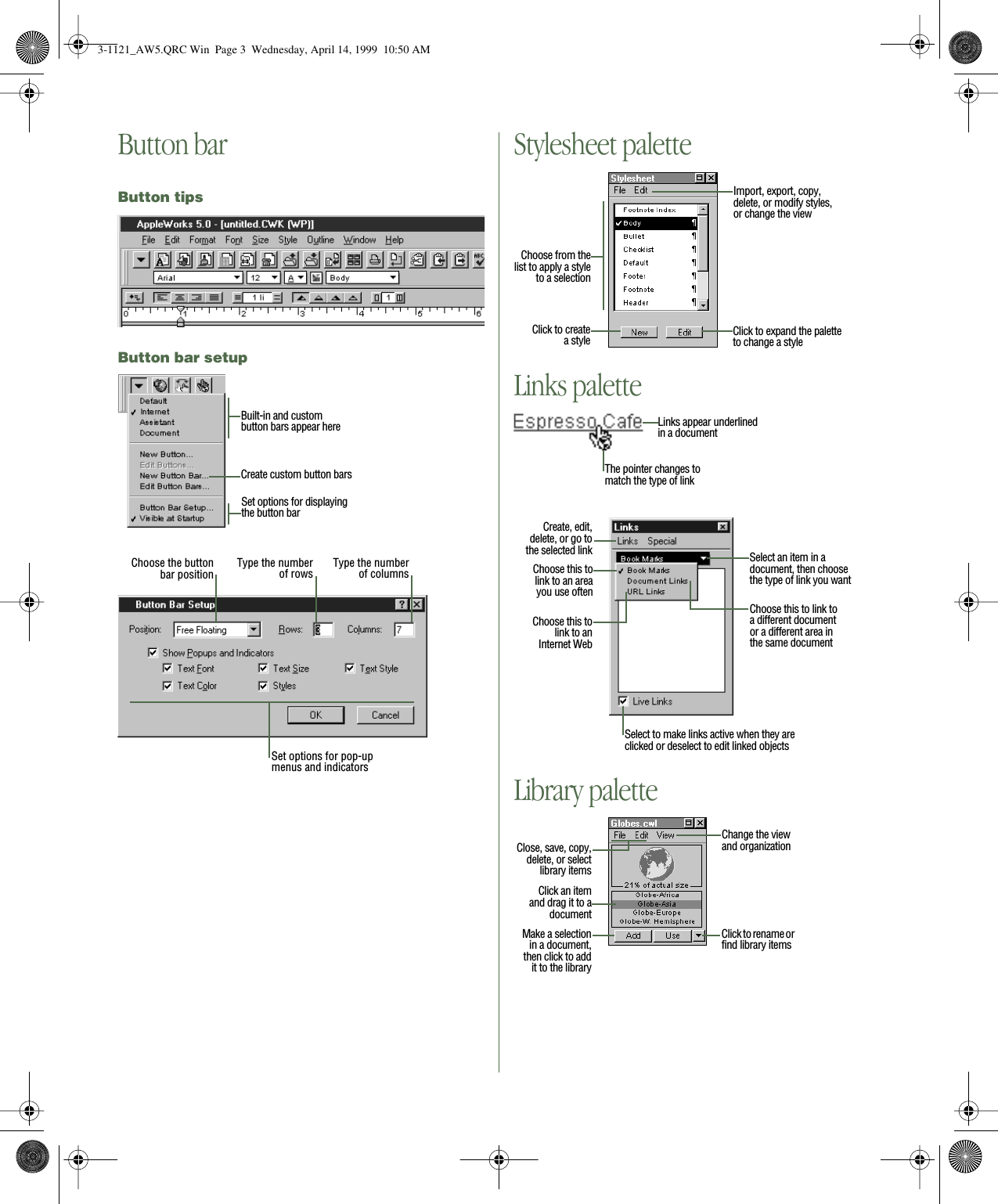 Page 3 of 4 - Apple Productivity Software AppleWorks 5 Quick Reference User Manual Works Reference: For Windows 95/NT 4.0 (Manual) Appleworks5WIN