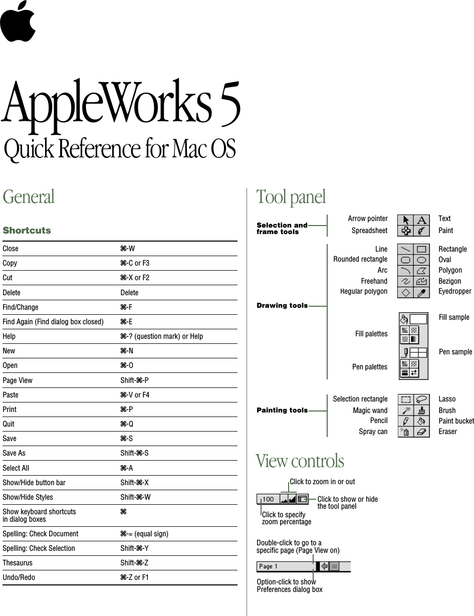 Page 1 of 4 - Apple Productivity Software AppleWorks 5 User Manual Works 5: Quick Reference For Mac OS (Manual) Appleworks5Mac OS-Quick