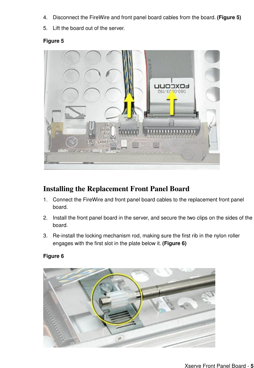 Page 5 of 6 - Apple Xserve User Manual (original) - Front Panel Board Replacement Instructions Xserve-frntpnlbd.073-0680