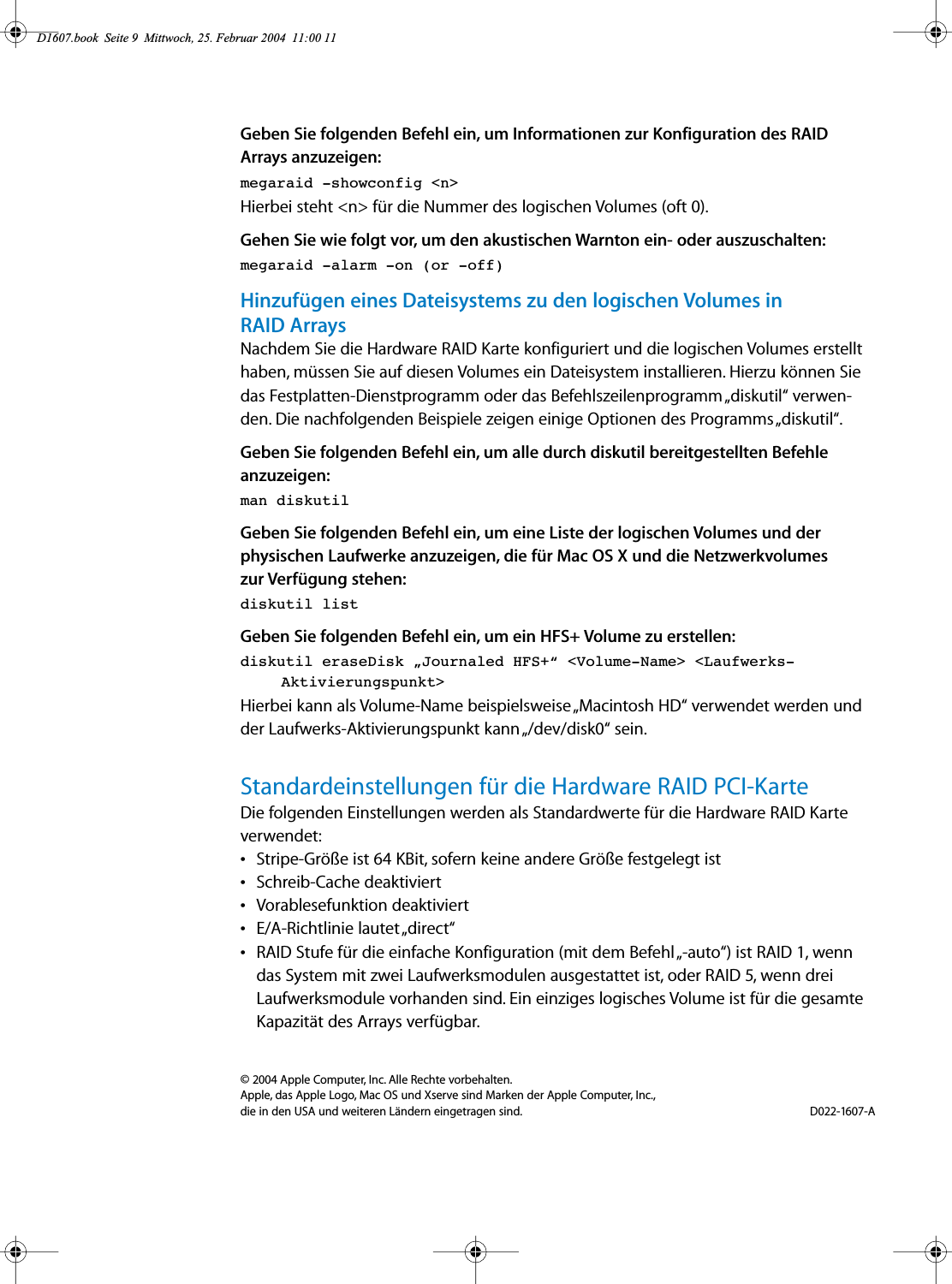 Page 9 of 9 - Apple Xserve G5 Verwenden Der Hardware RAID PCI-Karte User Manual - Benutzerhandbuch Verwendender RAIDPCI-Karte