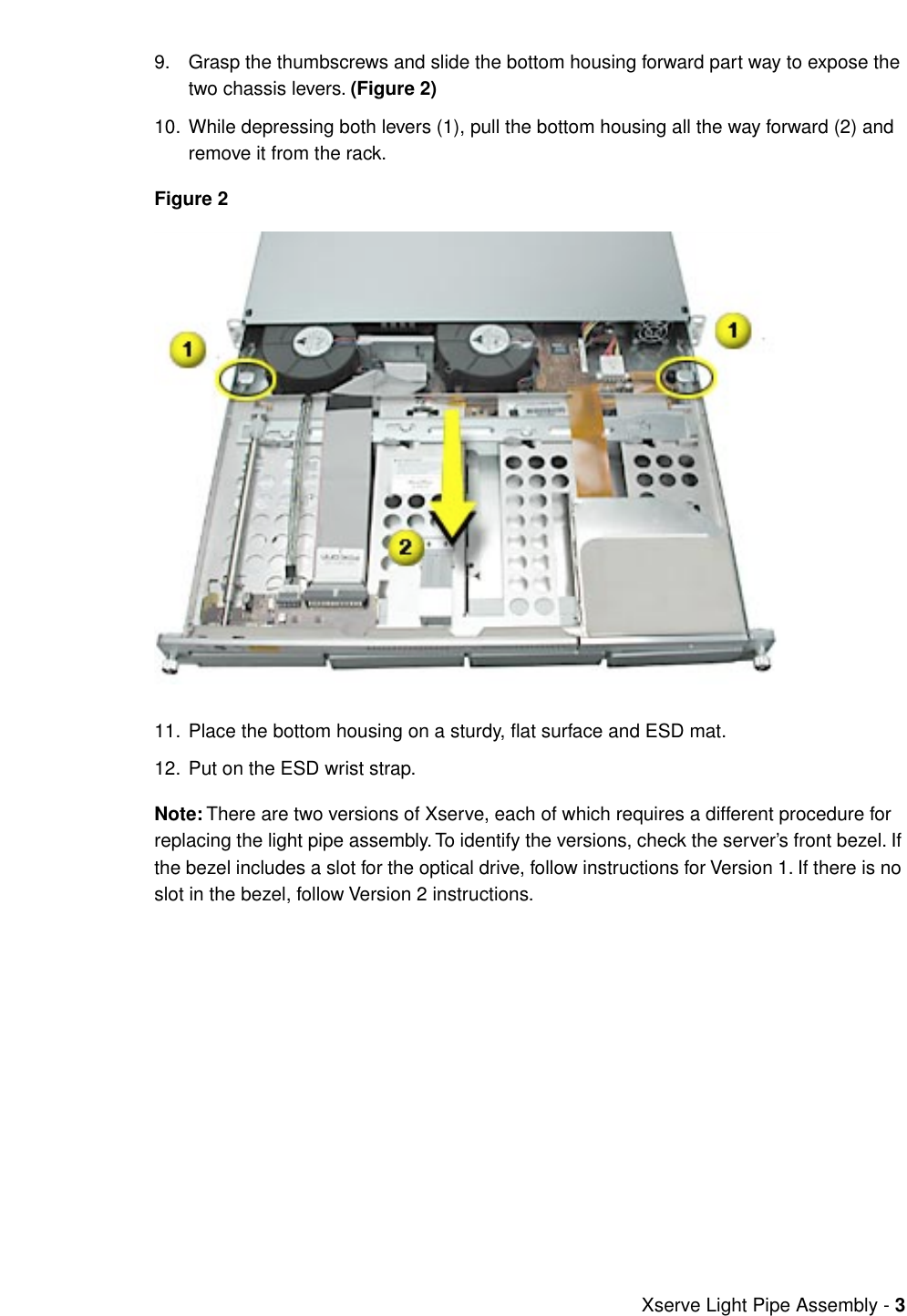 Page 3 of 8 - Apple Xserve (Slot Load) User Manual - Light Pipe Assembly Replacement Instructions Xserve-lightpipe.073-0756