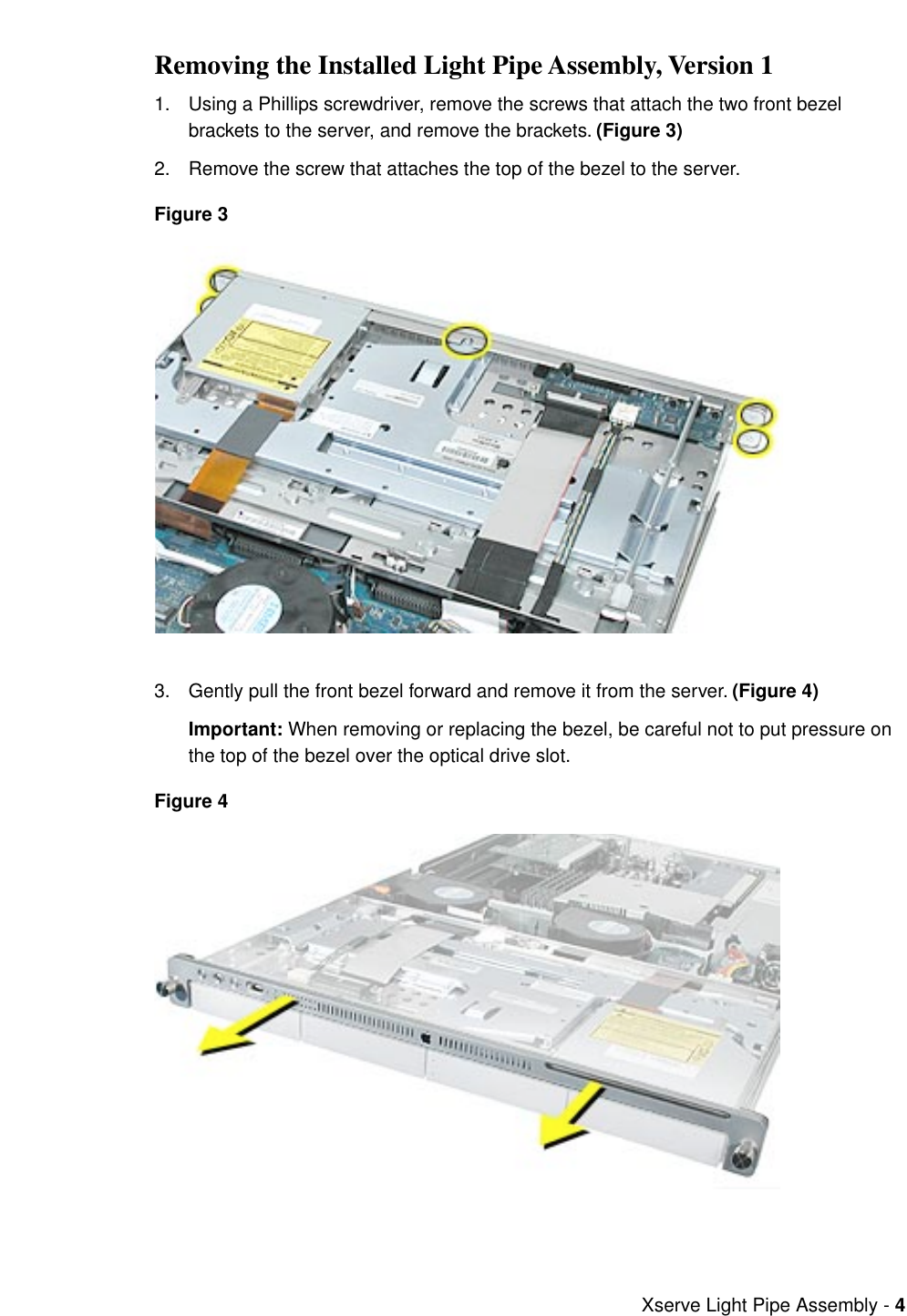 Page 4 of 8 - Apple Xserve (Slot Load) User Manual - Light Pipe Assembly Replacement Instructions Xserve-lightpipe.073-0756