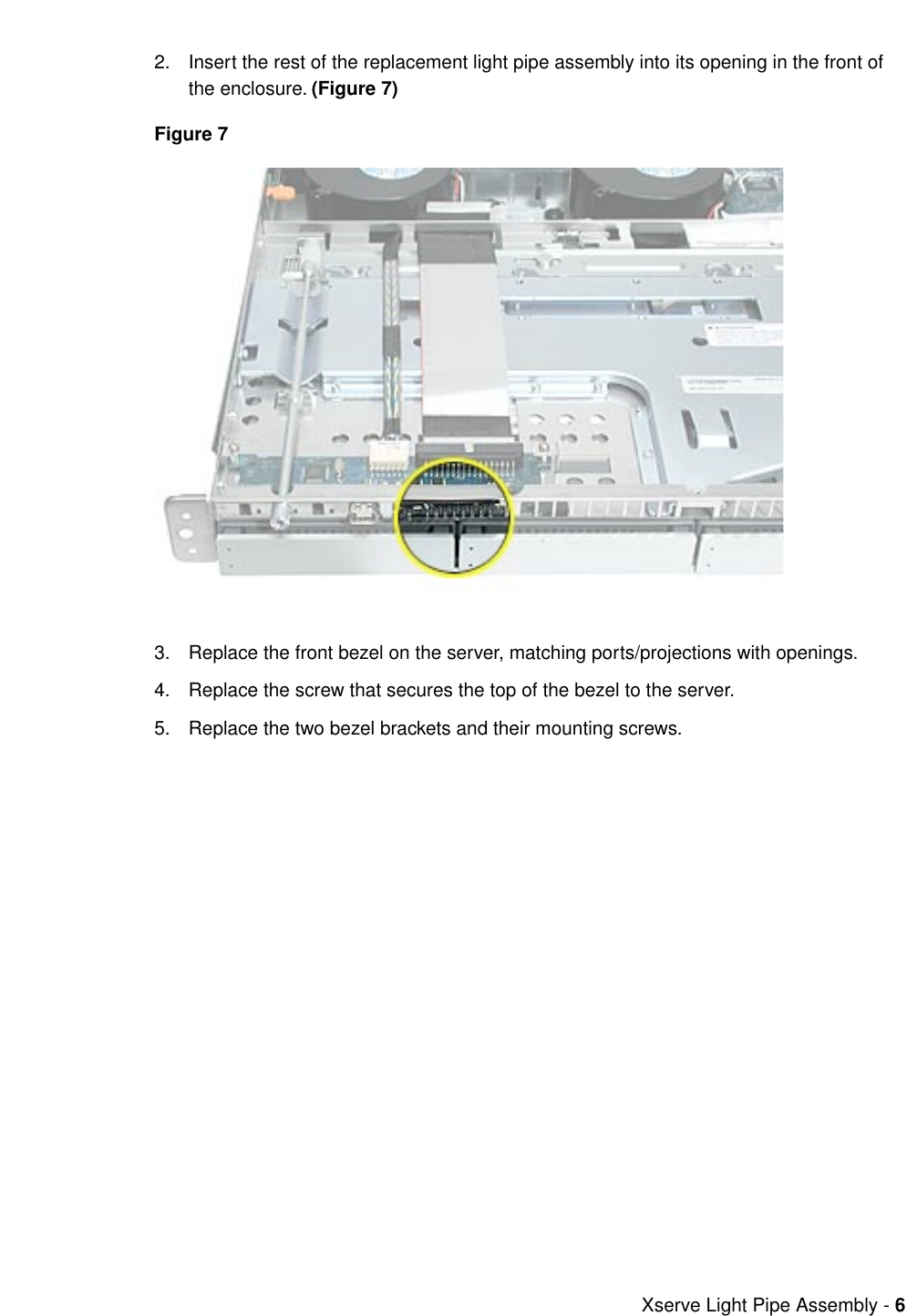 Page 6 of 8 - Apple Xserve (Slot Load) User Manual - Light Pipe Assembly Replacement Instructions Xserve-lightpipe.073-0756