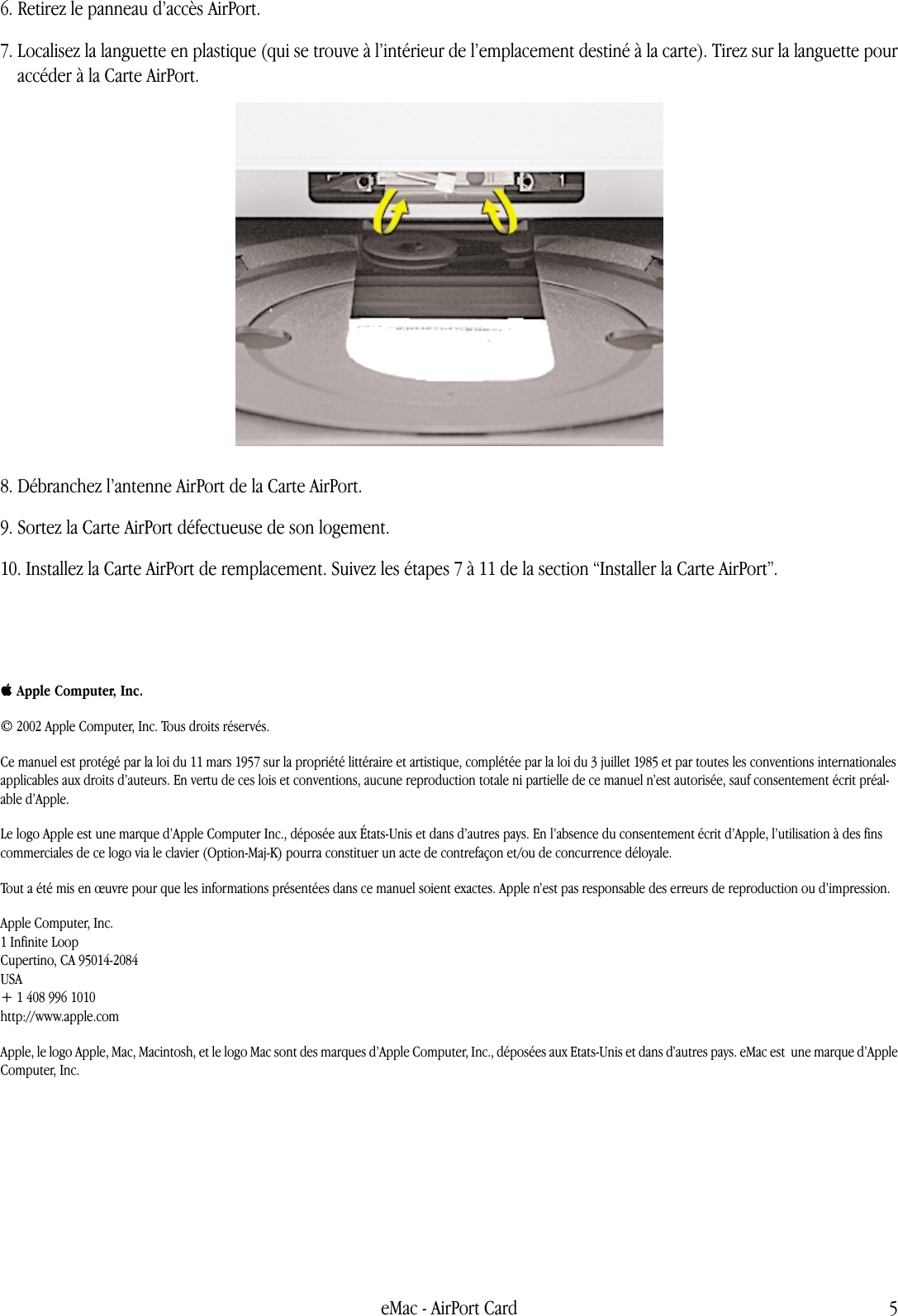 Page 5 of 5 - Apple EMac AirPort Card User Manual E Mac-Carte Air Port-Installerouremplacerla Carte Port Emac-airport