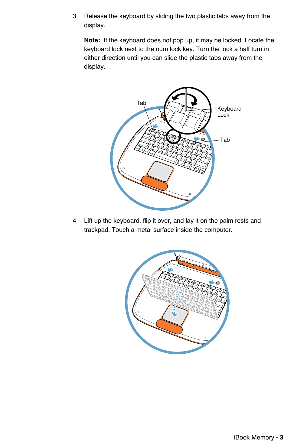 Page 3 of 6 - Apple IBook User Manual I Book (Original, Special Edition, Firewire) - Memory (SO-DIMM RAM) Installation Instructions Ibook-memory-cip