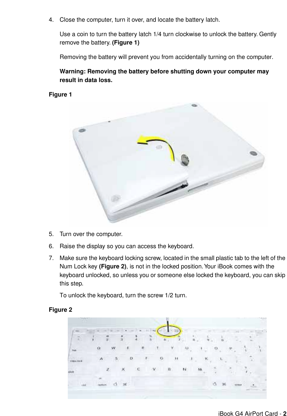 Page 2 of 9 - Apple IBook G4 (12-inch Late 2004) User Manual I Book (Late - Air Port Extreme Card Replacement Instructions Ibg4-apc-cip1