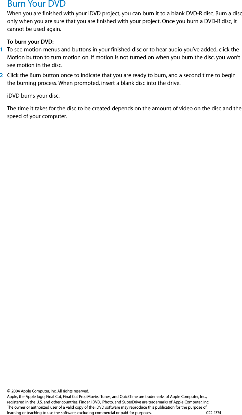 Page 12 of 12 - Apple IDVD Tutorial (Manual) User Manual I DVD 4 DVDTutorial
