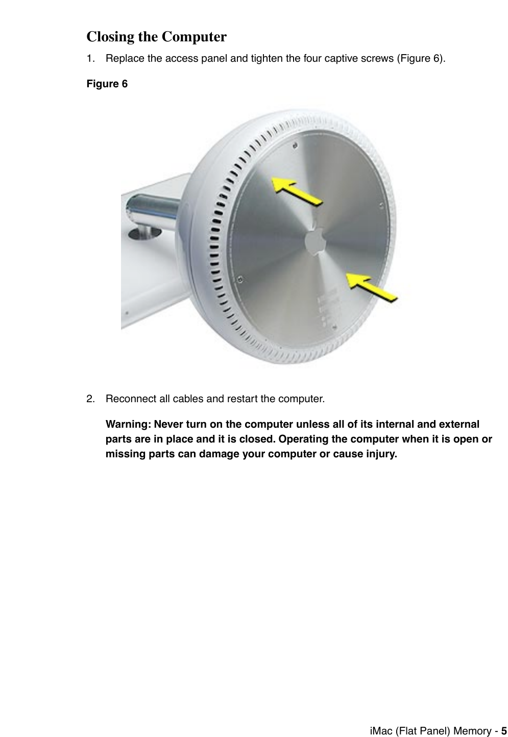 Page 5 of 6 - Apple IMac(FlatPanel) User Manual I Mac(Flat Panel)-Memory,SO-DIMM-Installation Instructions Imacfp-mem-cip