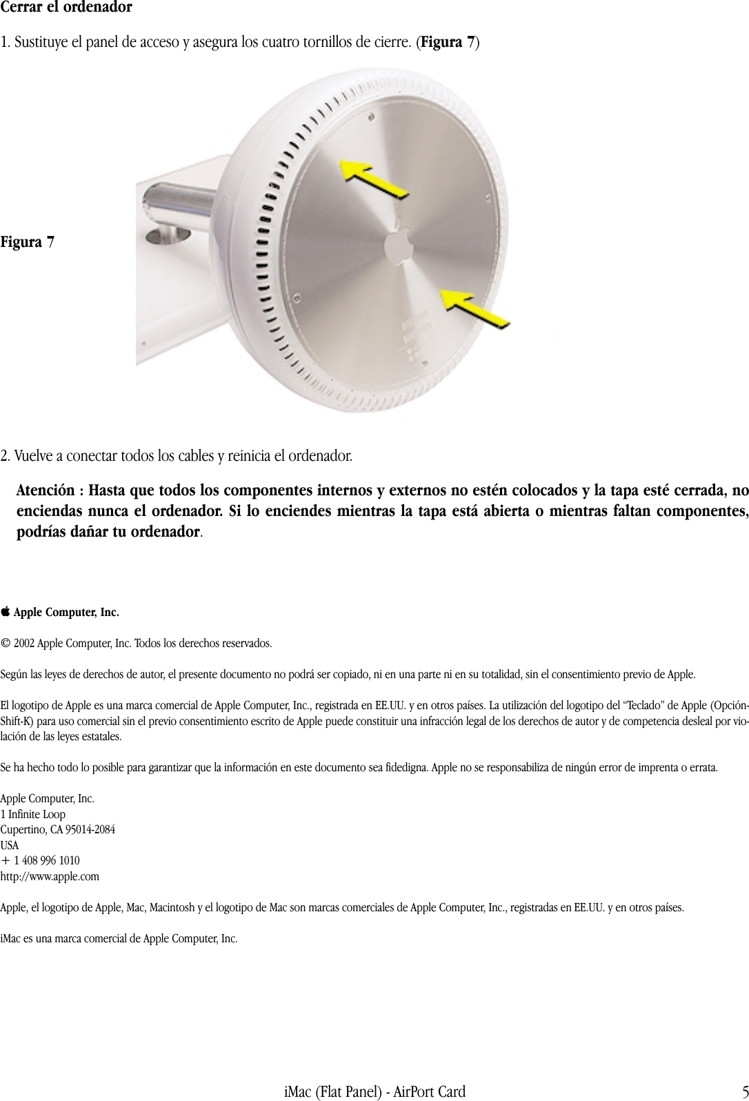 Page 5 of 5 - Apple IMac (Pantalla Plana) AirPort Card User Manual I Mac - Tarjeta Air Port Instrucciones De Instalación Imacfp-apc-cip