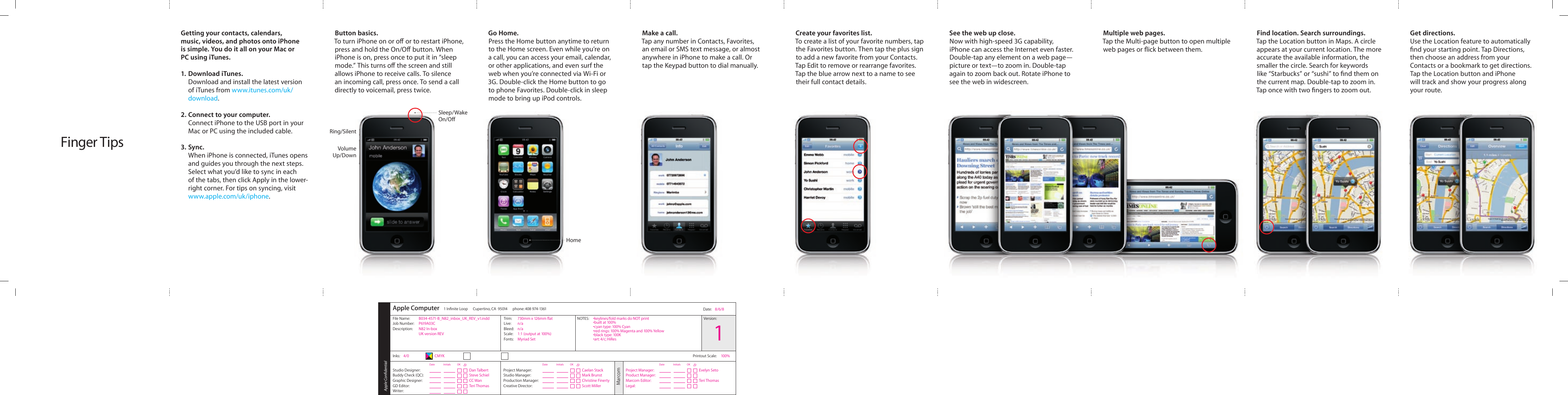 Page 1 of 2 - Apple IPhone(original) User Manual I Phone Finger Tips Guide-UK Guide B