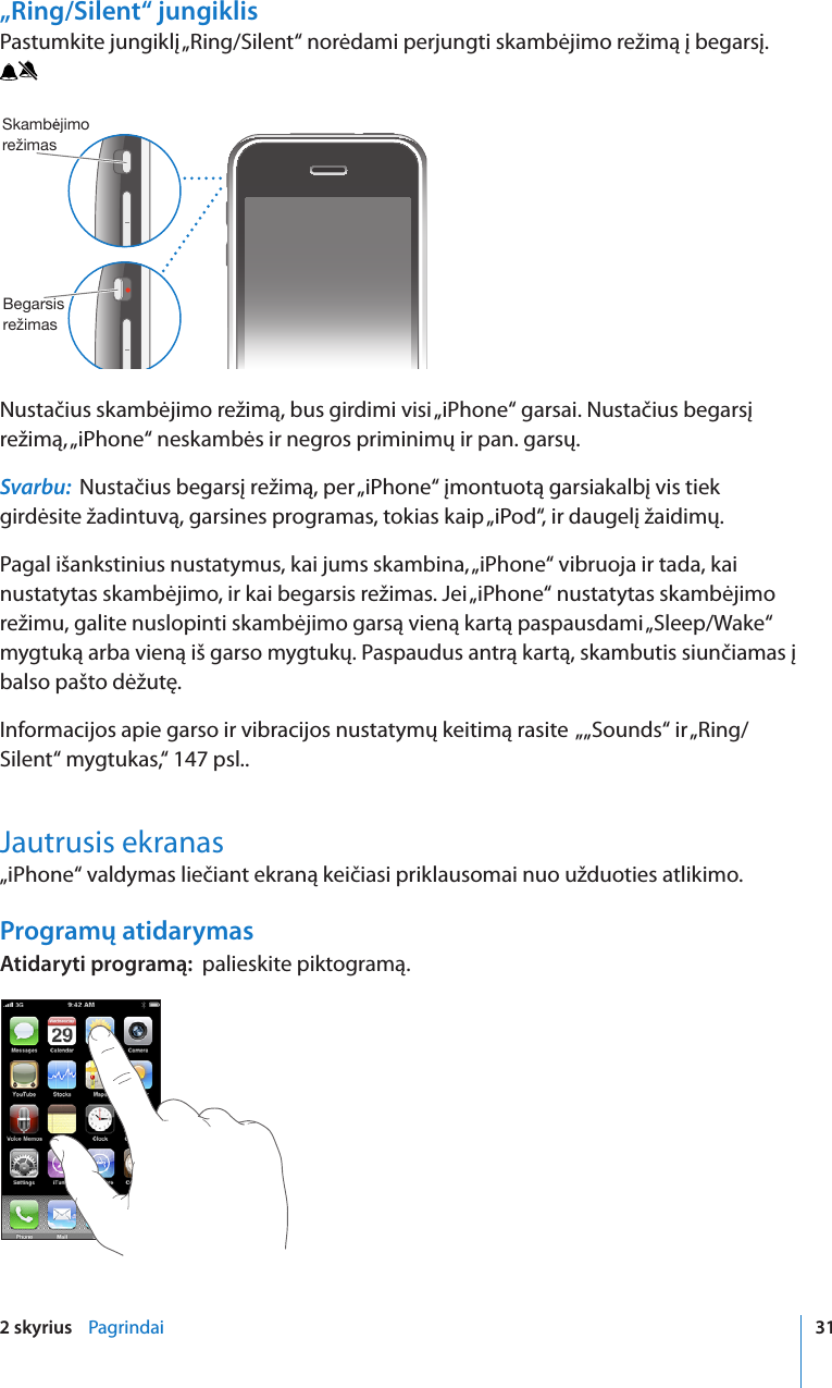 Apple Iphone Originalus Iphone Vartotojo Vadovas User Manual I Phone I Os 3 1 Programinei įrangai Os3 1