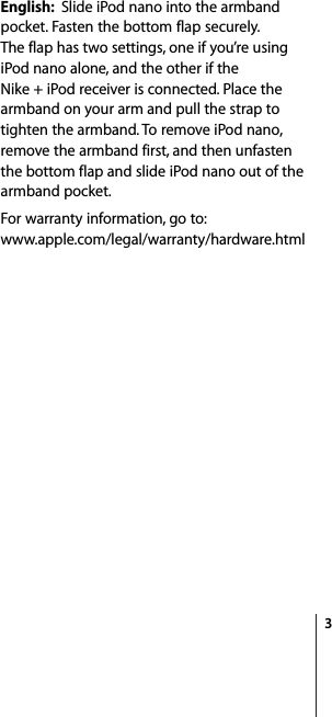 Page 3 of 8 - Apple IPod Accessories Nano Armband User Manual I Pod (3rd Generation) - 3rd Gen