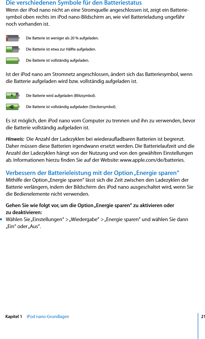 Apple Ipod Nano 4 Generation Benutzerhandbuch User Manual I Pod 4th Gen
