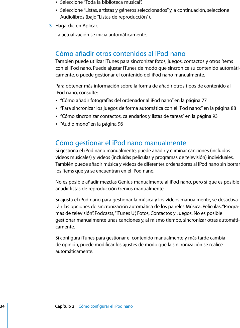 Agregar Musica A Ipod Con Itunes Apple IPod Nano (5ª Generación) Manual Del Usuario User I Pod 5th Gen