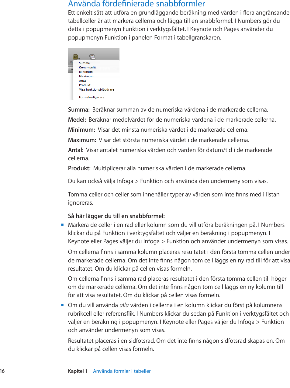 Apple Iwork 09 Iwork Formler Och Funktioner Anvandarhandbok