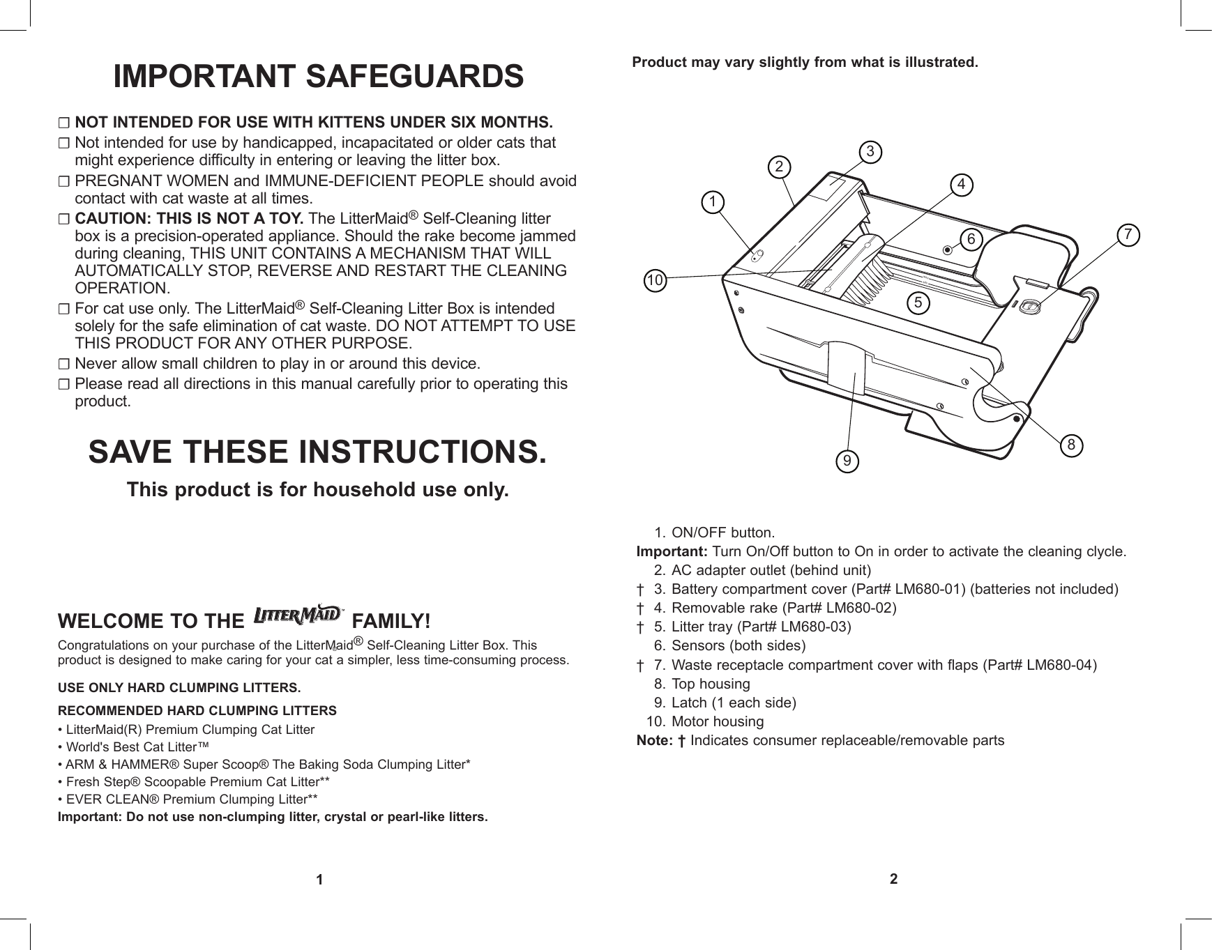Page 2 of 9 - Applica Applica-Littermaid-Lm680-Users-Manual-  Applica-littermaid-lm680-users-manual