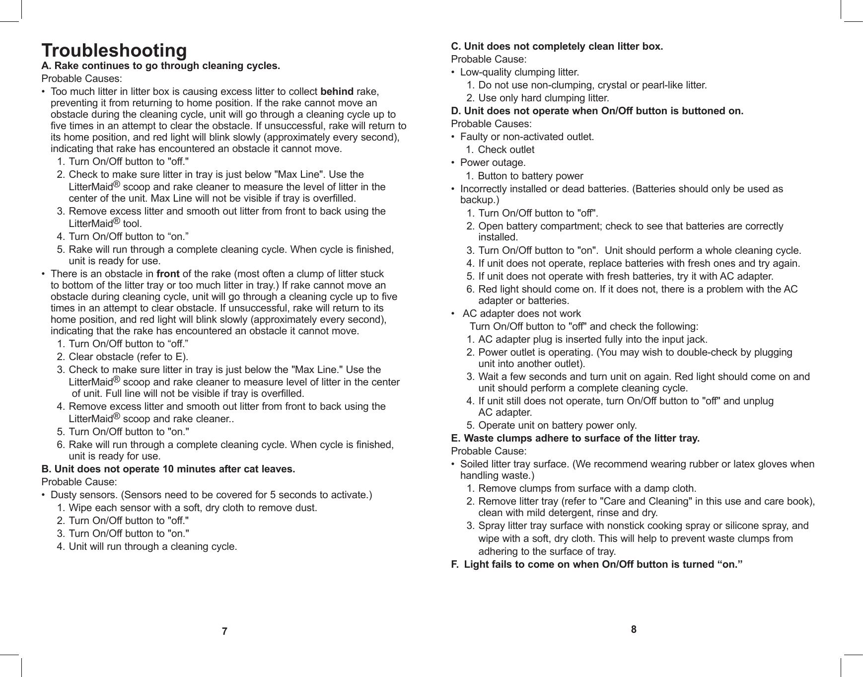 Page 5 of 9 - Applica Applica-Littermaid-Lm680-Users-Manual-  Applica-littermaid-lm680-users-manual