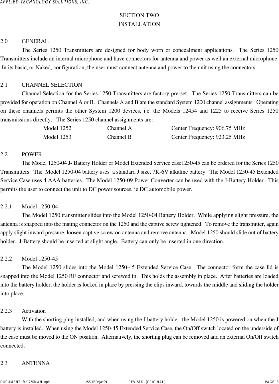 Applied Technology Solutions Pat Series User Manual